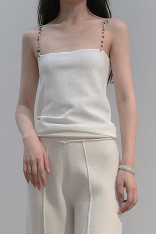 SWAYING/KNIT silk camisole SW212SZ76 white PS21